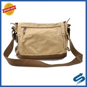 Large Canvas Messenger Bag Crossbody Satchel Holds 15.6 Laptop